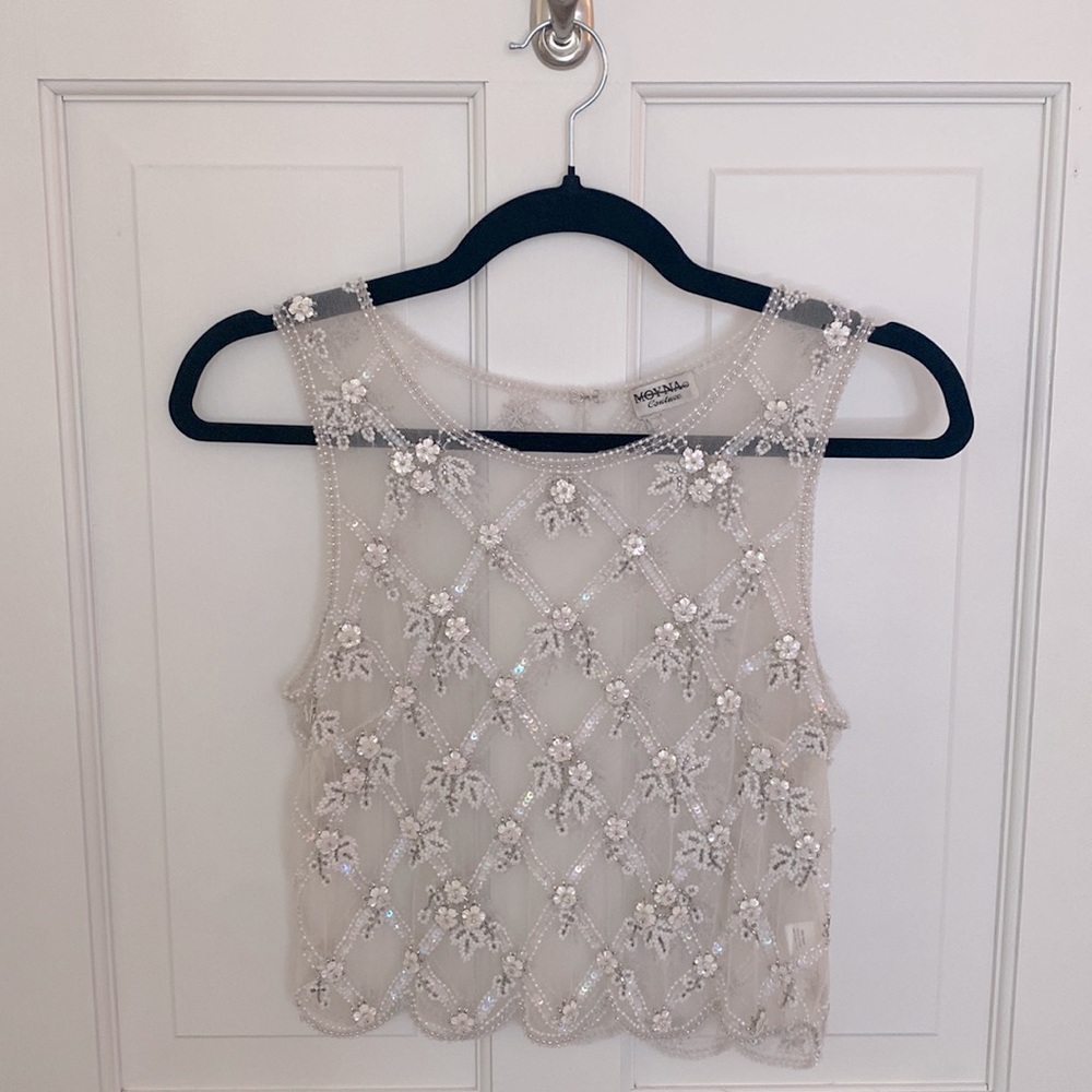 BHLDN Moyna Embellished Bridal Holland Topper Top Tank Great Layering Size M - Picture 8 of 8